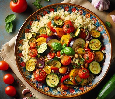 Una ratatouille con arroz